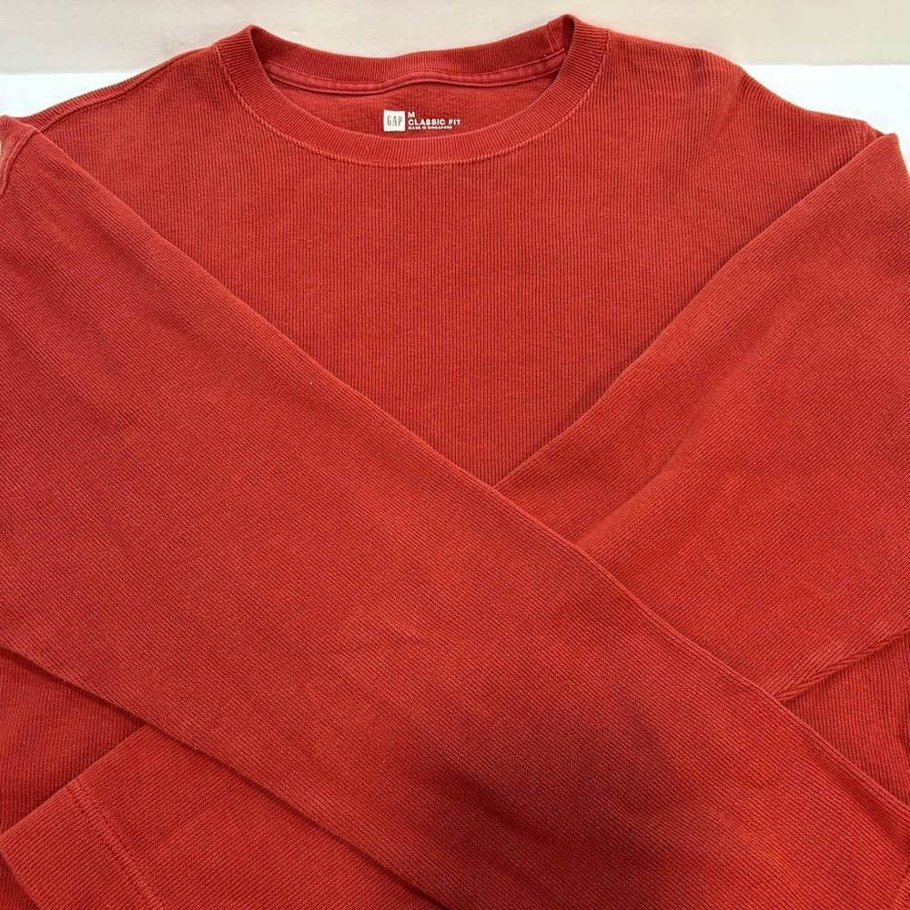 Gap Men's Knit Pullover Casual Crew Neck Long Sleeve Shirt Size M Pumpkin